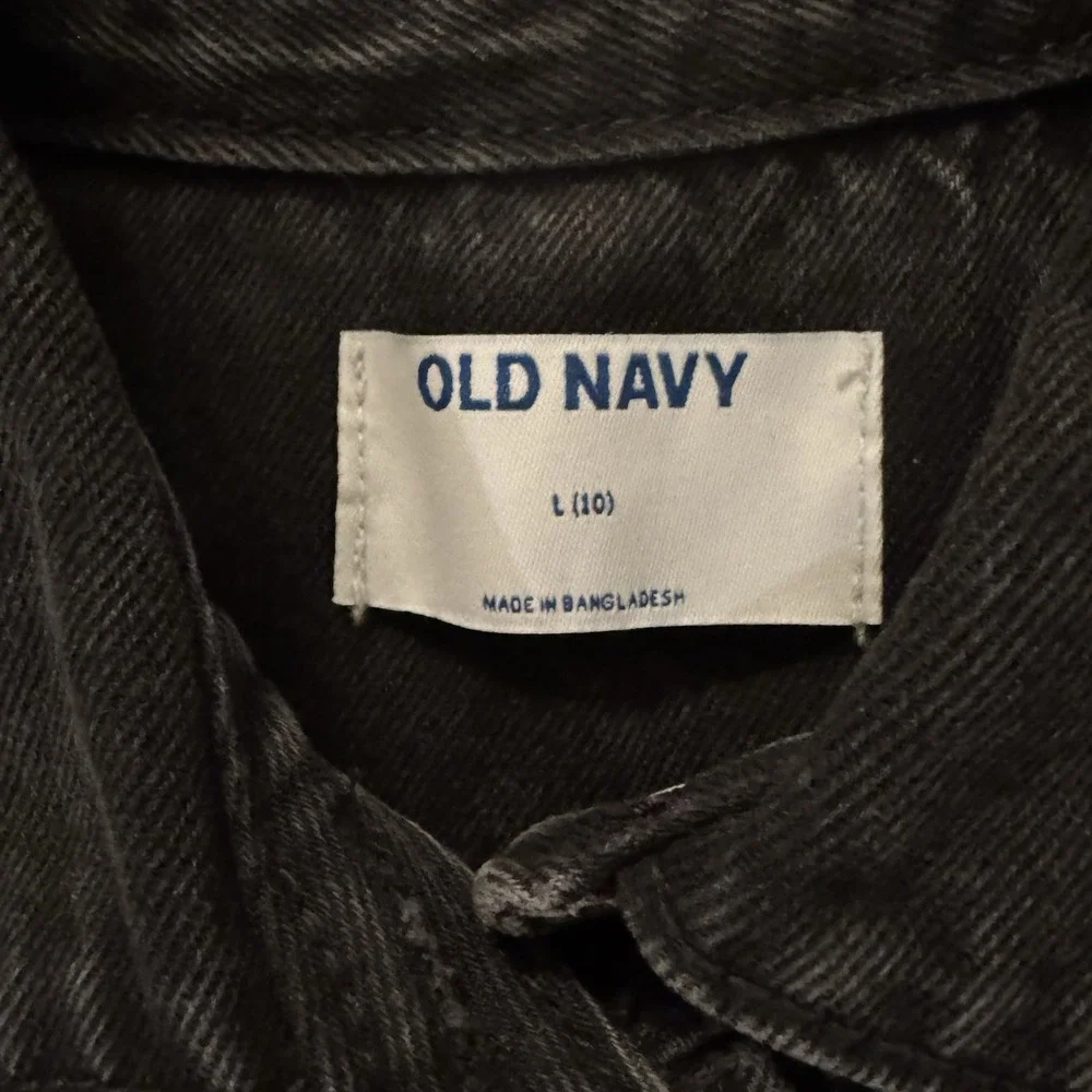 Old Navy Studded Black Denim Button Up‎ Dress Girls 10 NEW